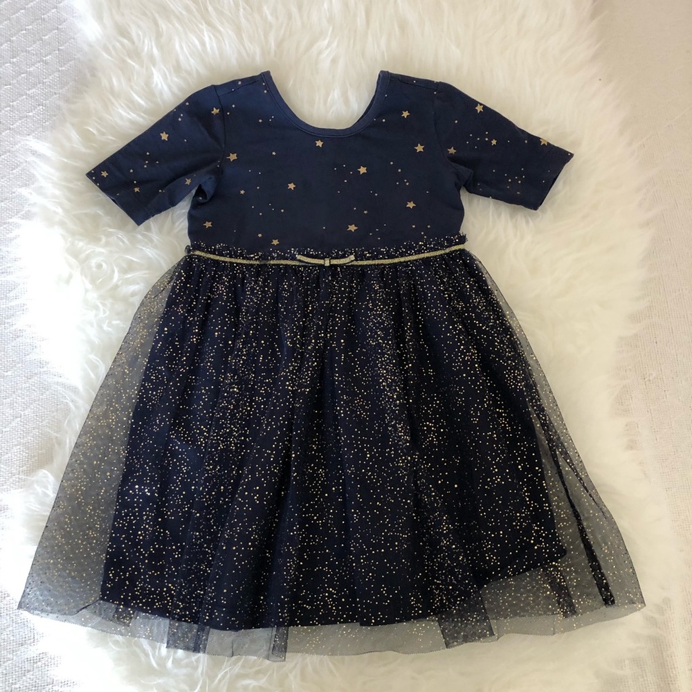 Hanna Andersson Navy And Gold Dress